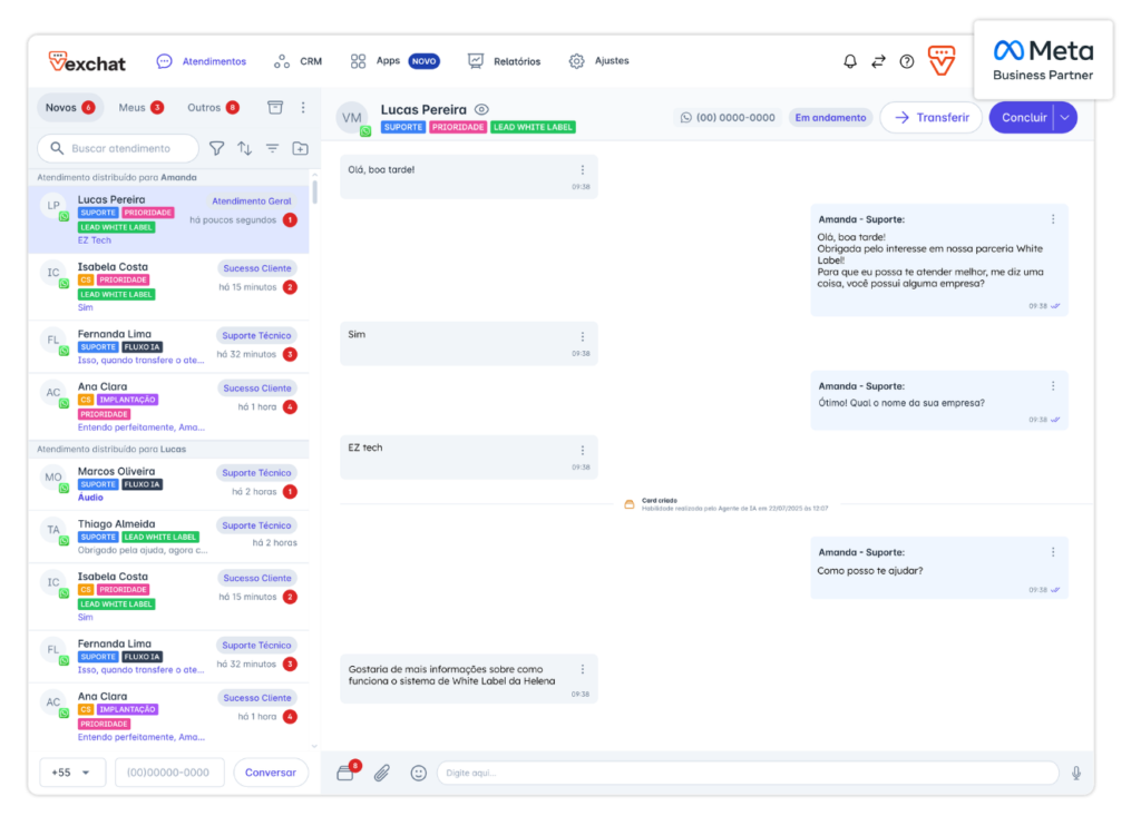 Pipeline de CRM conversacional do ISPChat
