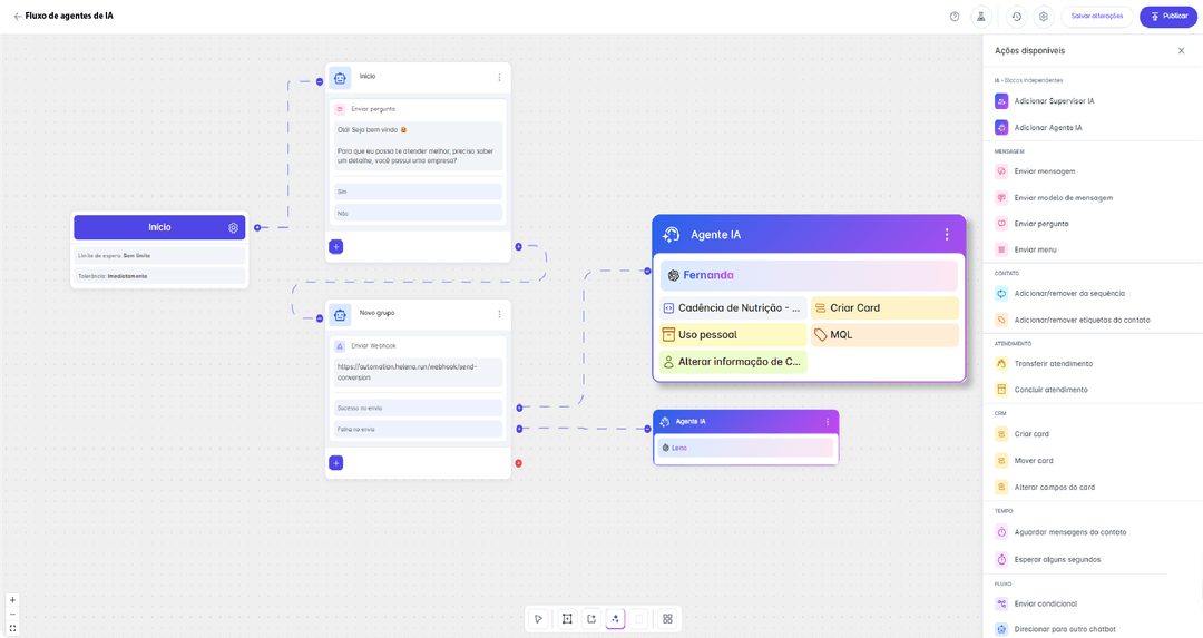 Construtor visual de fluxos do ISPChat
