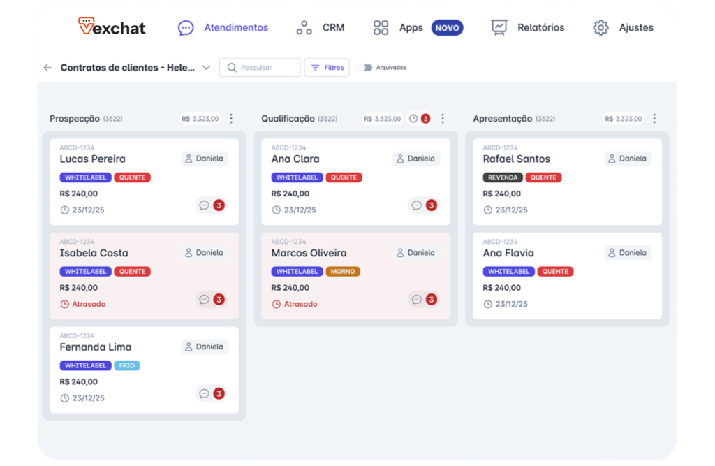 Tela alternativa do inbox omnichannel do ISPChat