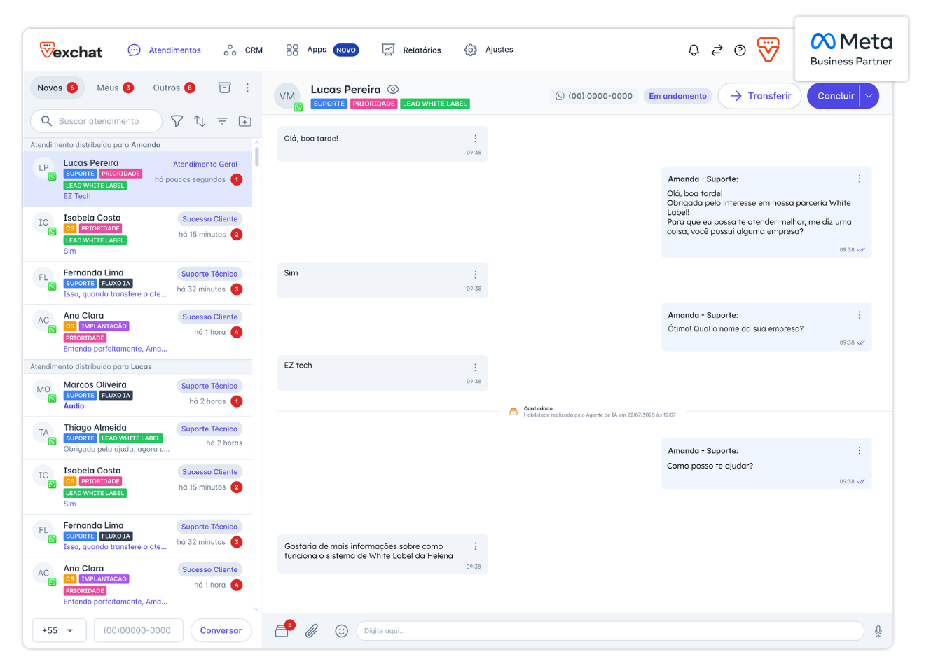 Painel principal do ISPChat com atendimento omnichannel